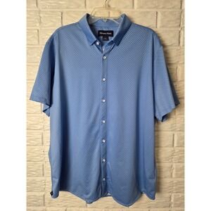 Mizzen + Main Shirt Men's XL Classic Fit Halyard Blue Polka Dots Stretch